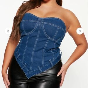 Brand New Blue Denim Strapless Corset Top